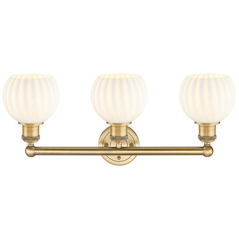 Image 2 Edison 24" Wide 3 Light Brushed Brass Bath Light With White Venetian S more views