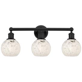 Edison 24" Wide 3 Light Matte Black Bath Light With White Mouchette Sh Edison 24" Wide 3 Light Matte Black Bath Light With White Mouchette Sh