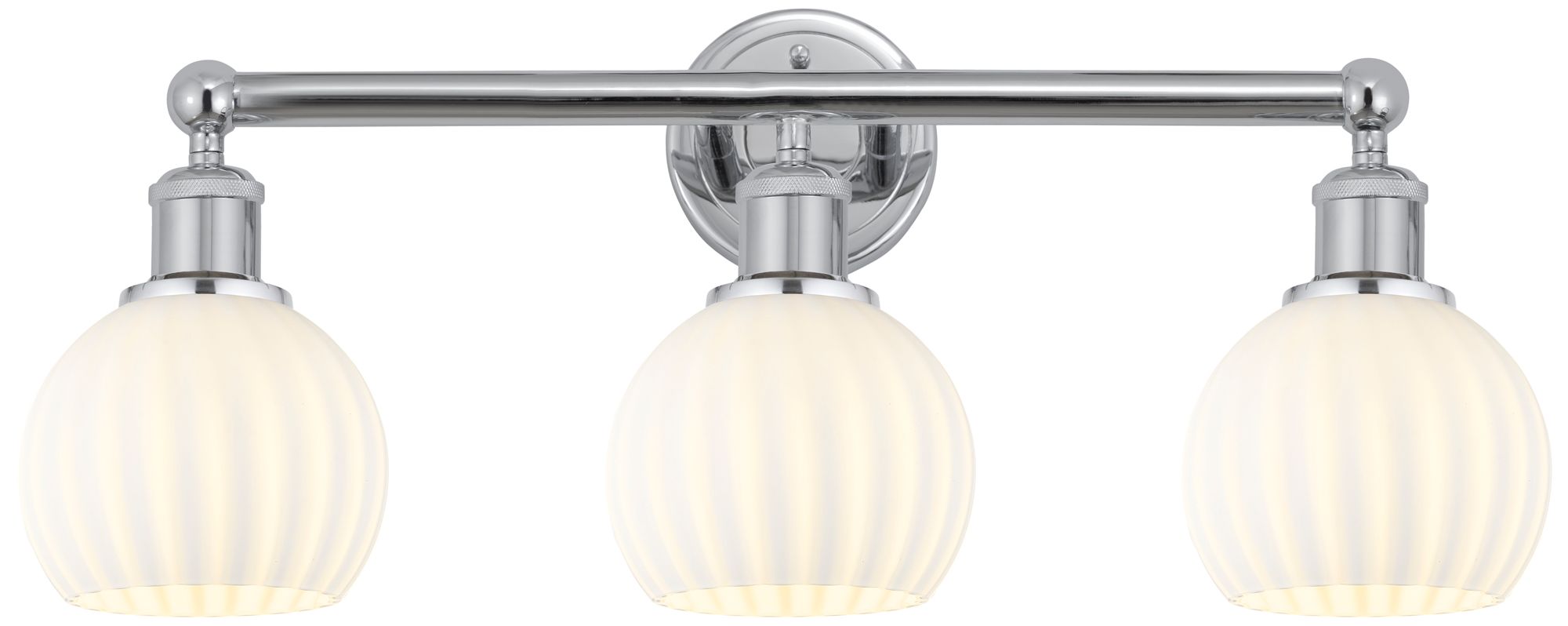 Edison 24" Wide 3 Light Polished Chrome Bath Light w/ White Venetian S