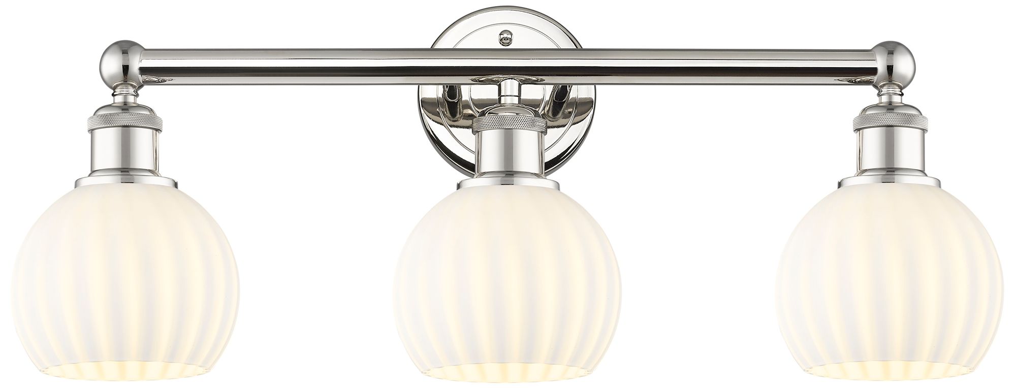 Edison 24" Wide 3 Light Polished Nickel Bath Light w/ White Venetian S