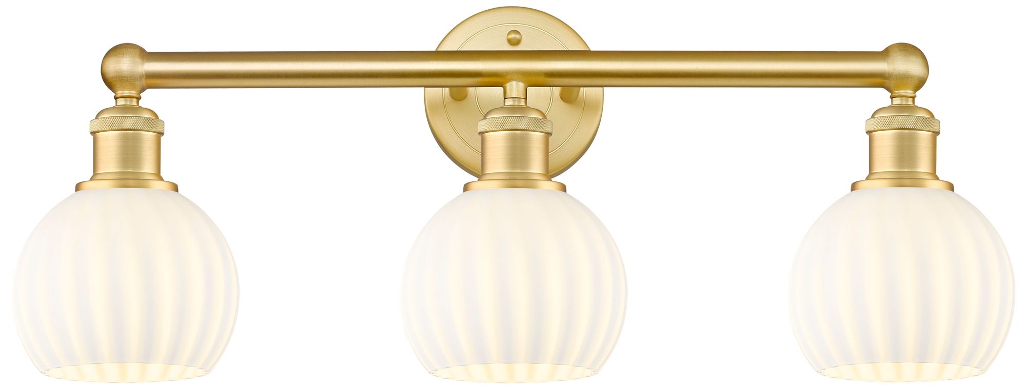 Edison 24" Wide 3 Light Satin Gold Bath Light With White Venetian Shad