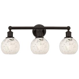 Edison 24"W 3 Light Oil Rubbed Bronze Bath Light w/ White Mouchette Sh Edison 24"W 3 Light Oil Rubbed Bronze Bath Light w/ White Mouchette Sh