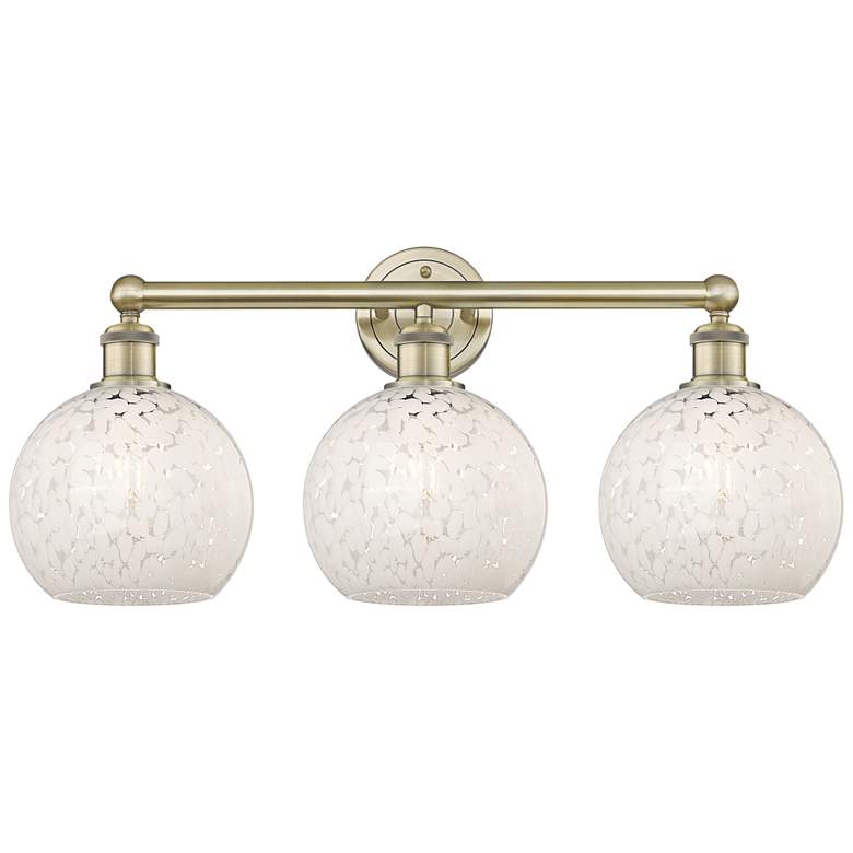 Image 1 Edison 26" Wide 3 Light Antique Brass Bath Light With White Mouchette