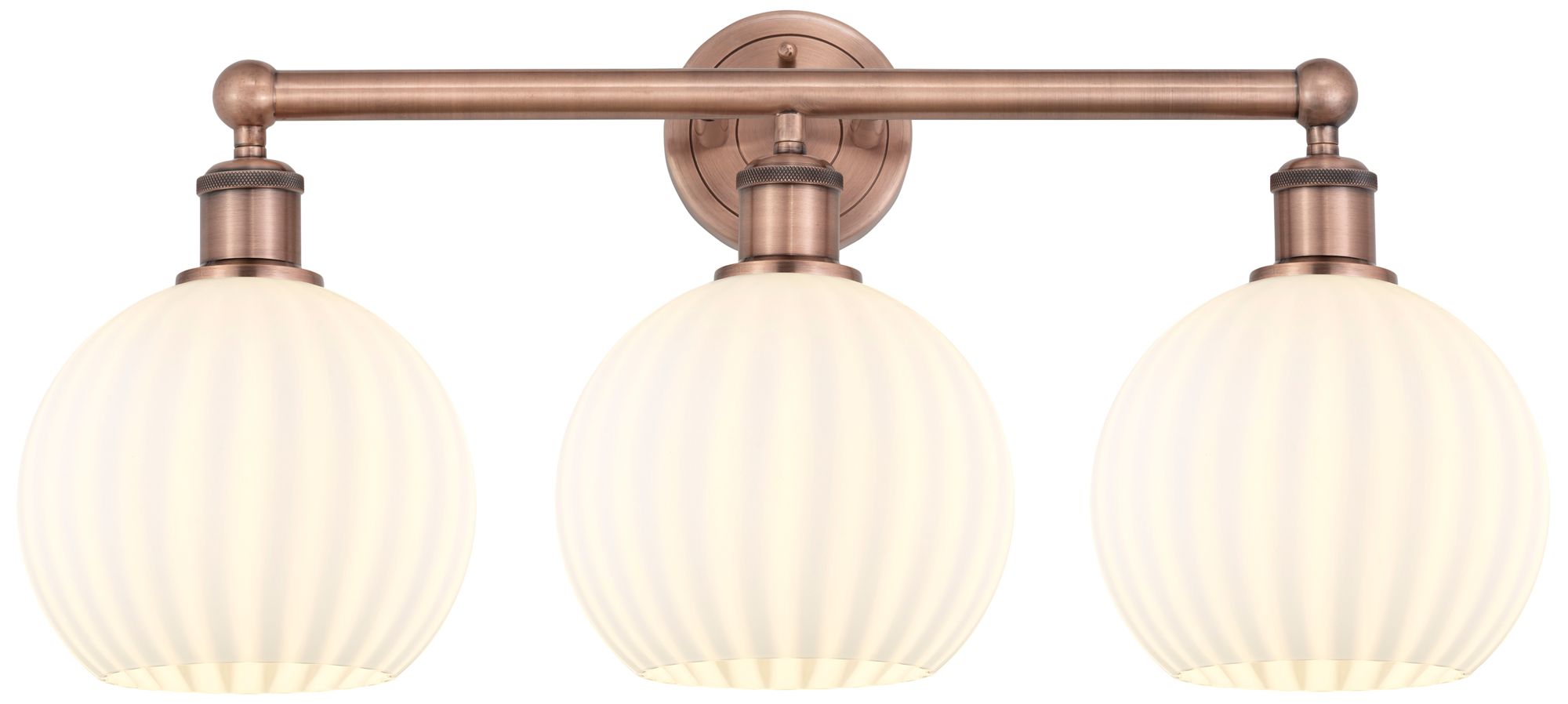 Edison 26" Wide 3 Light Antique Copper Bath Light With White Venetian