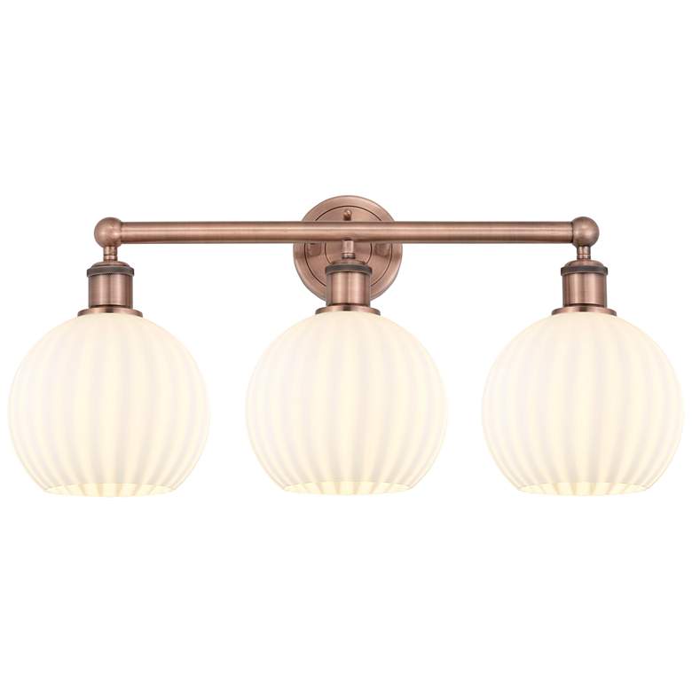Image 1 Edison 26" Wide 3 Light Antique Copper Bath Light With White Venetian