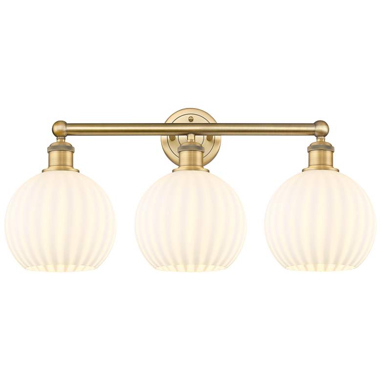 Image 1 Edison 26" Wide 3 Light Brushed Brass Bath Light With White Venetian S