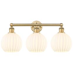 Edison 26" Wide 3 Light Brushed Brass Bath Light With White Venetian S