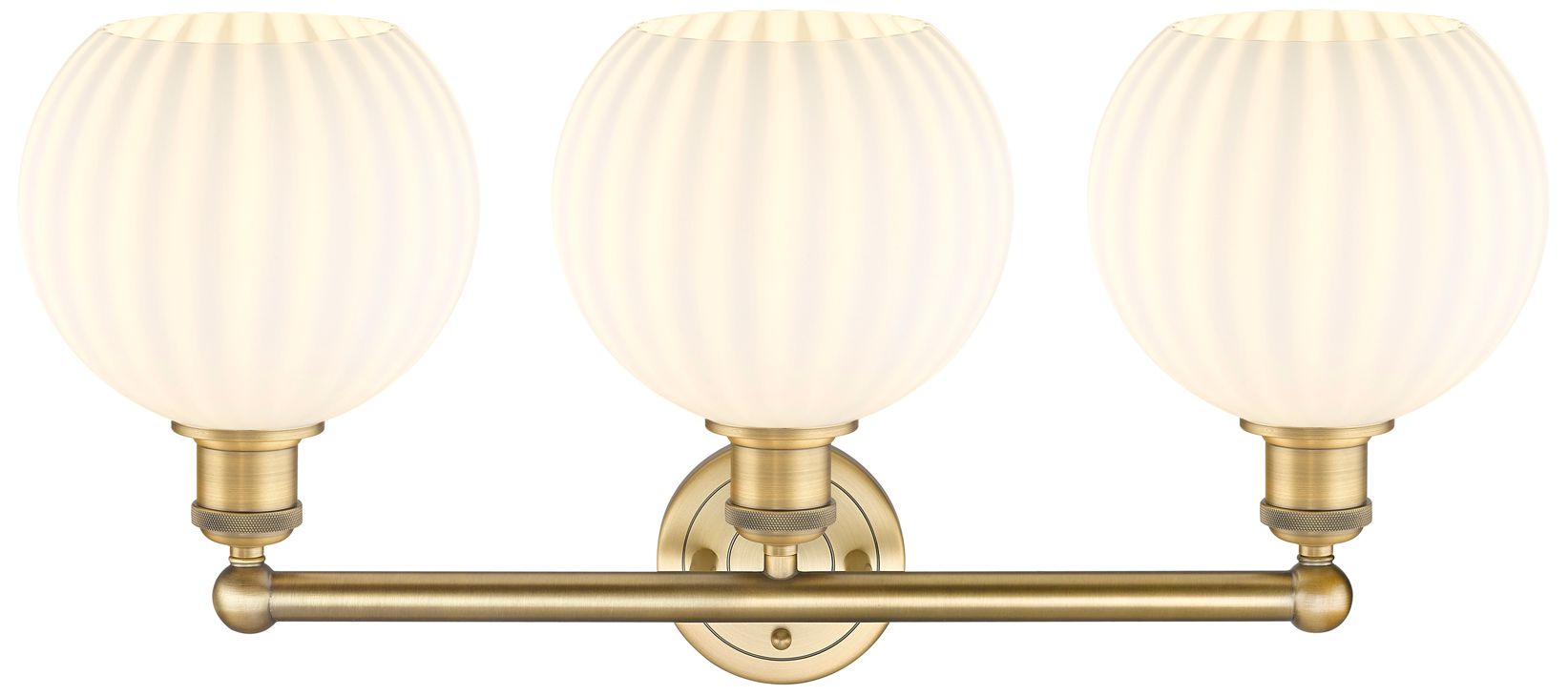 Image 2 Edison 26" Wide 3 Light Brushed Brass Bath Light With White Venetian S more views