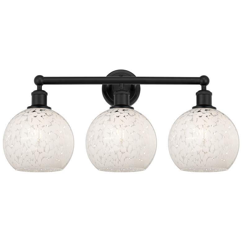 Image 1 Edison 26" Wide 3 Light Matte Black Bath Light With White Mouchette Sh