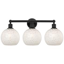 Edison 26" Wide 3 Light Matte Black Bath Light With White Mouchette Sh Edison 26" Wide 3 Light Matte Black Bath Light With White Mouchette Sh