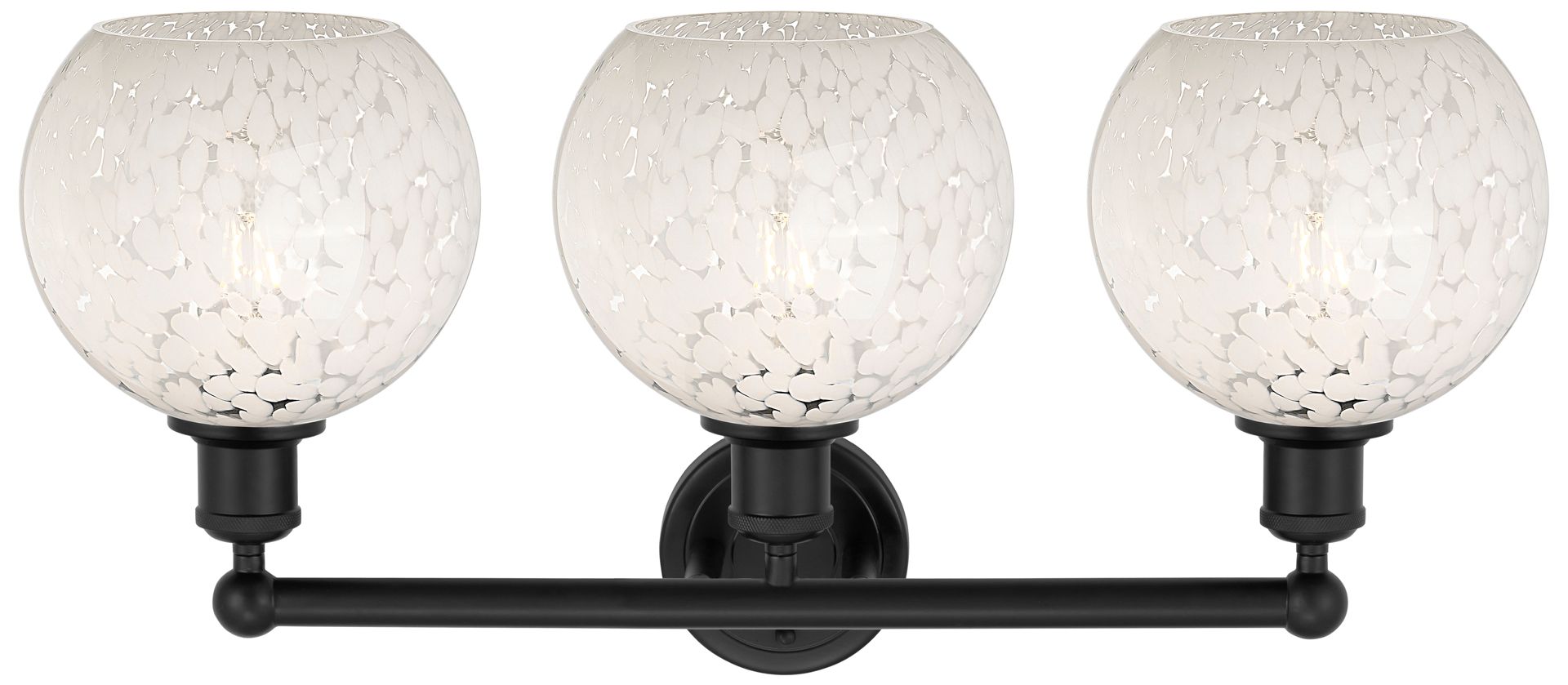 Image 2 Edison 26" Wide 3 Light Matte Black Bath Light With White Mouchette Sh more views