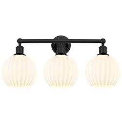 Edison 26" Wide 3 Light Matte Black Bath Light With White Venetian Sha