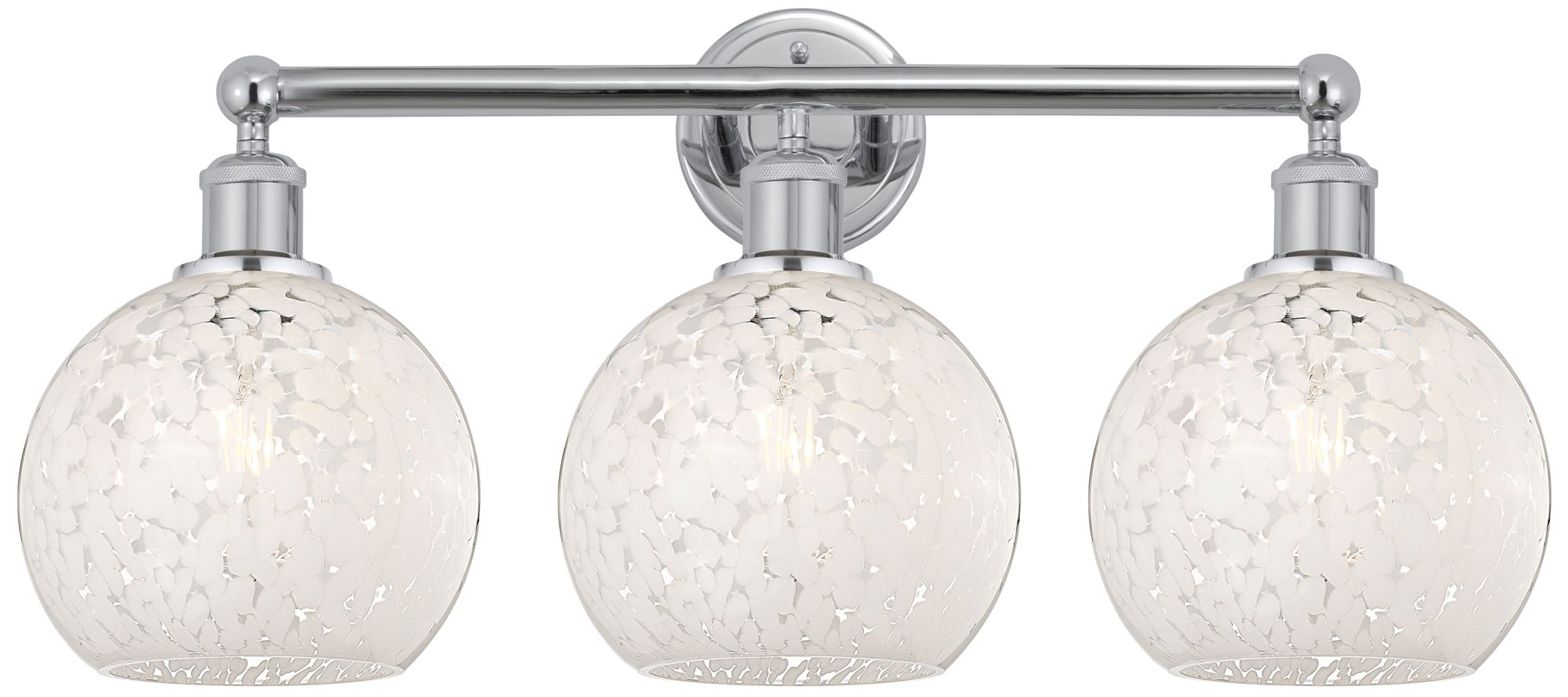 Edison 26" Wide 3 Light Polished Chrome Bath Light w/ White Mouchette