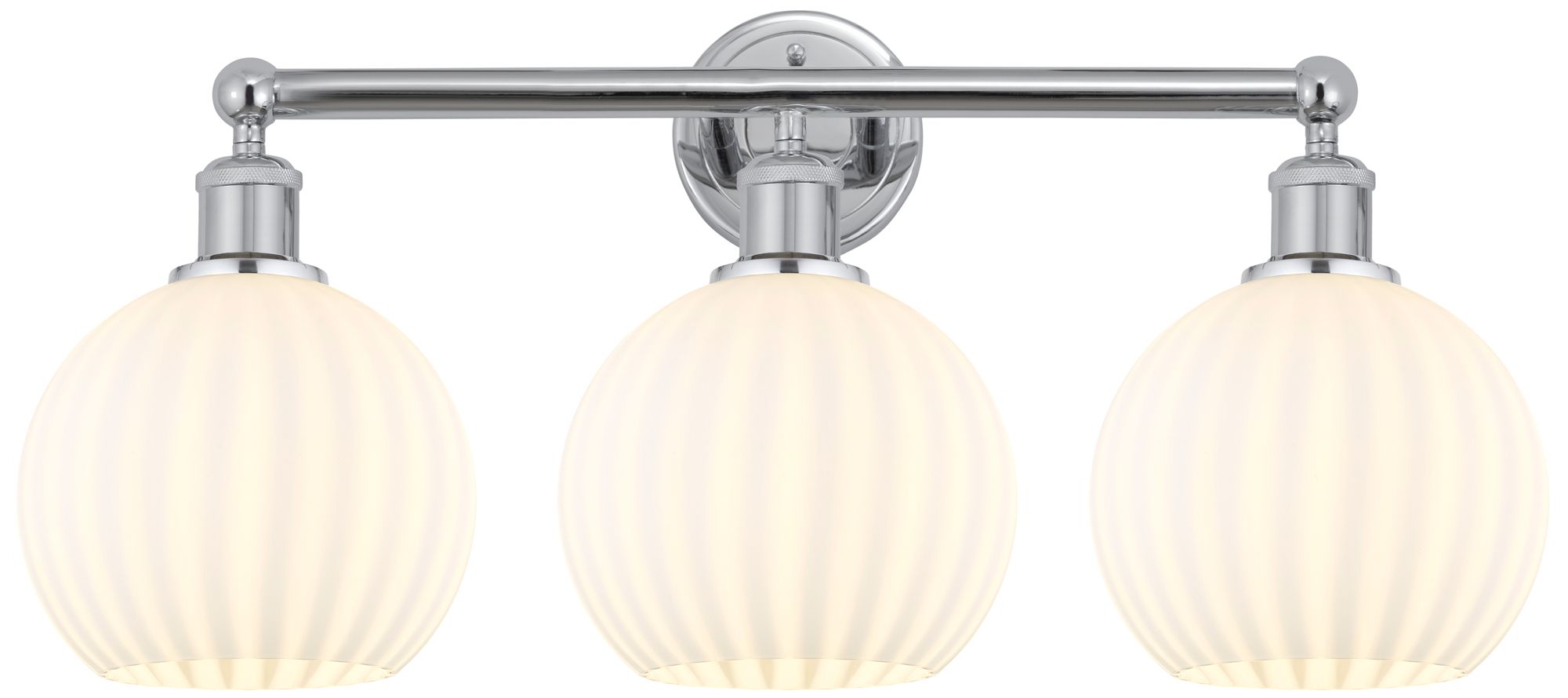 Edison 26" Wide 3 Light Polished Chrome Bath Light w/ White Venetian S