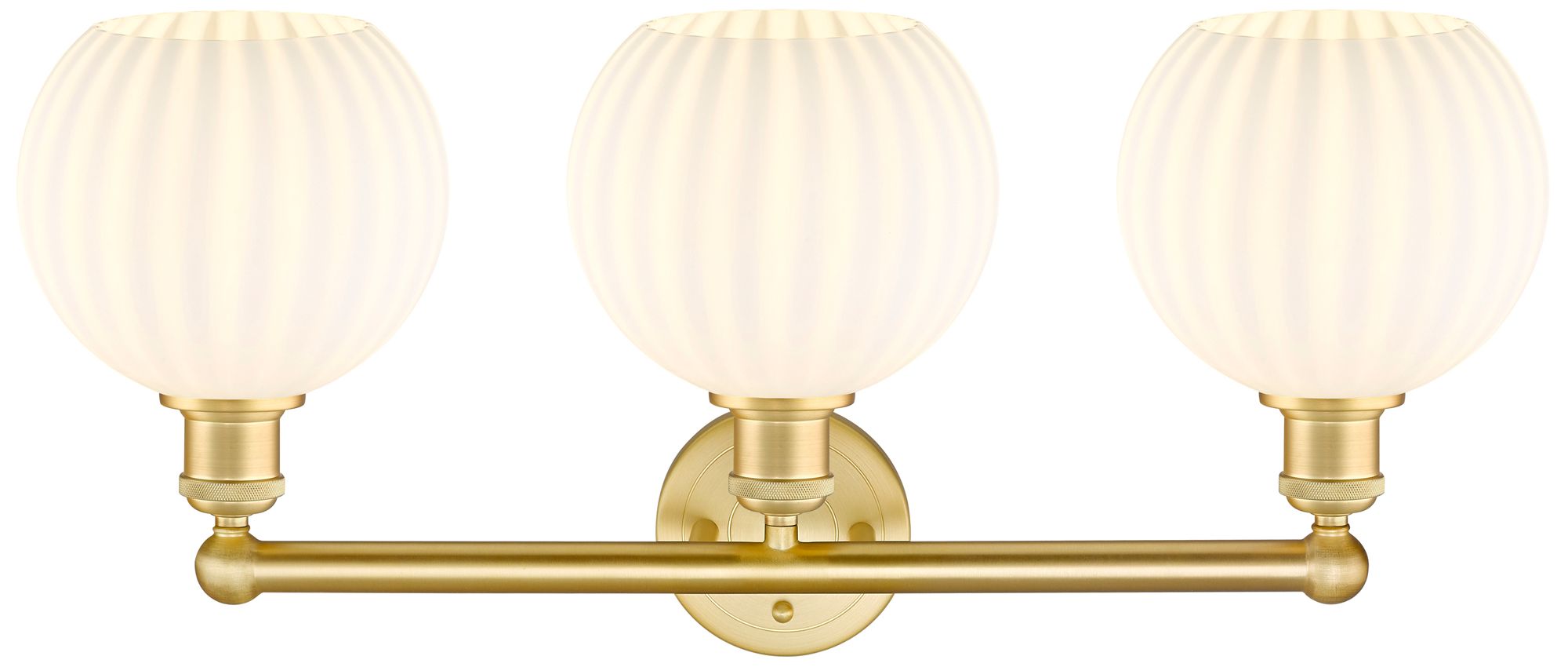 Image 2 Edison 26" Wide 3 Light Satin Gold Bath Light With White Venetian Shad more views