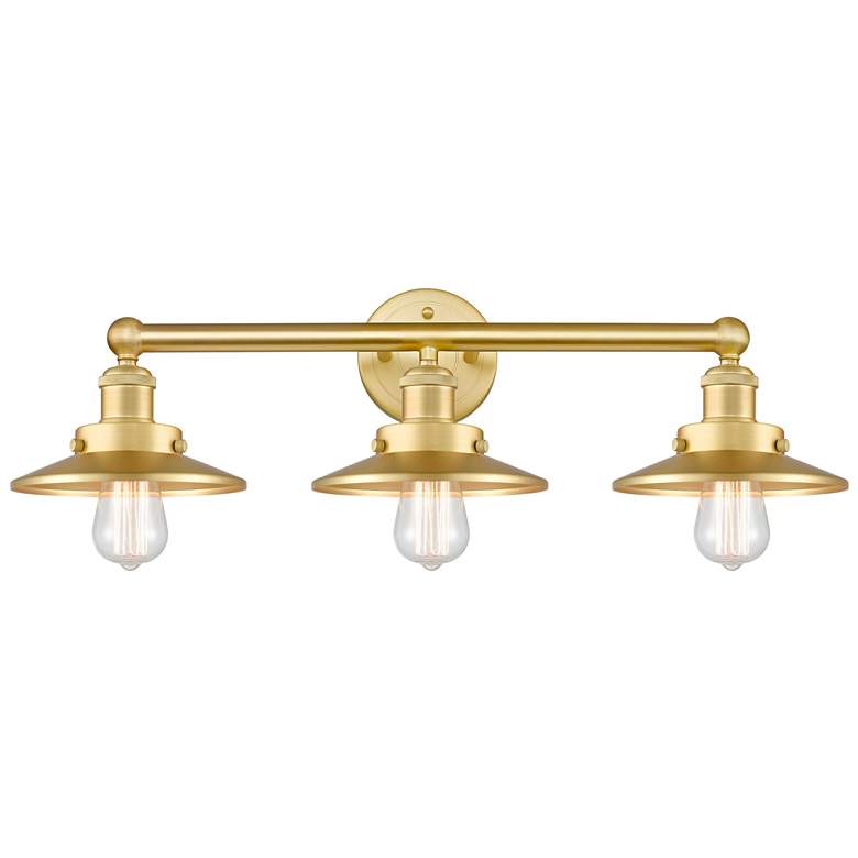 Image 1 Edison 26" Wide 3 Light Satin Gold Bath Vanity Light With Satin Gold S