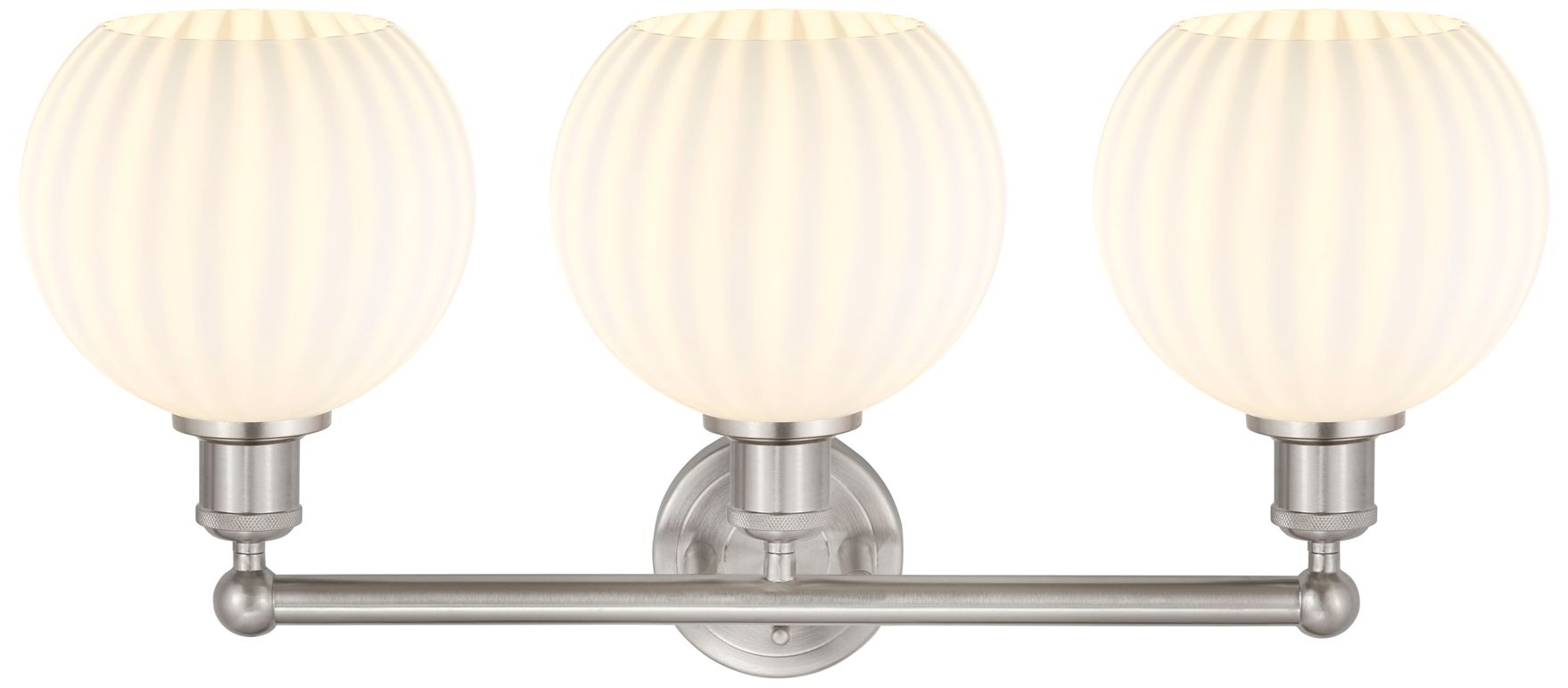 Image 2 Edison 26" Wide 3 Light Satin Nickel Bath Light With White Venetian Sh more views