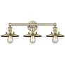 Edison 26"W 3 Light Antique Brass Bath Light With Antique Brass Shade