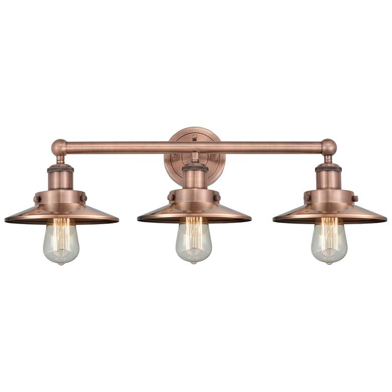 Image 1 Edison 26"W 3 Light Antique Copper Bath Light With Antique Copper Shad