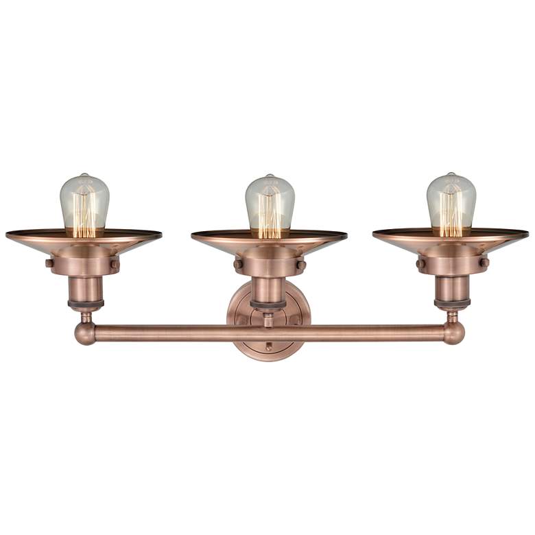 Image 2 Edison 26"W 3 Light Antique Copper Bath Light With Antique Copper Shad more views