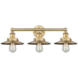 Edison 26"W 3 Light Brushed Brass Bath Light With Brushed Brass Shade