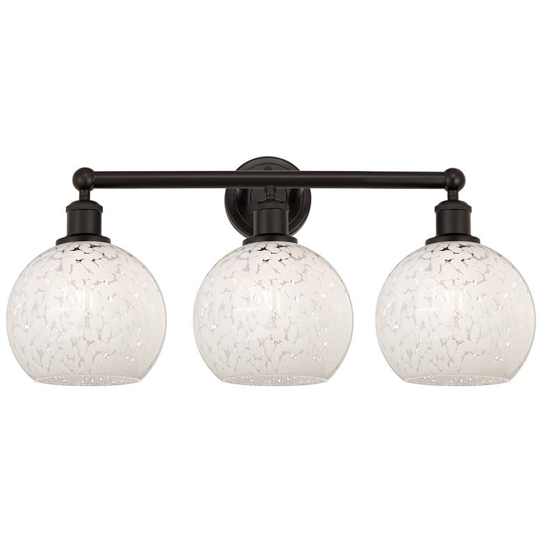 Image 1 Edison 26"W 3 Light Oil Rubbed Bronze Bath Light w/ White Mouchette Sh