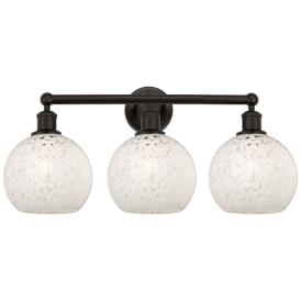 Edison 26"W 3 Light Oil Rubbed Bronze Bath Light w/ White Mouchette Sh Edison 26"W 3 Light Oil Rubbed Bronze Bath Light w/ White Mouchette Sh