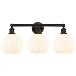 Edison 26"W 3 Light Oil Rubbed Bronze Bath Light w/ White Venetian Sha