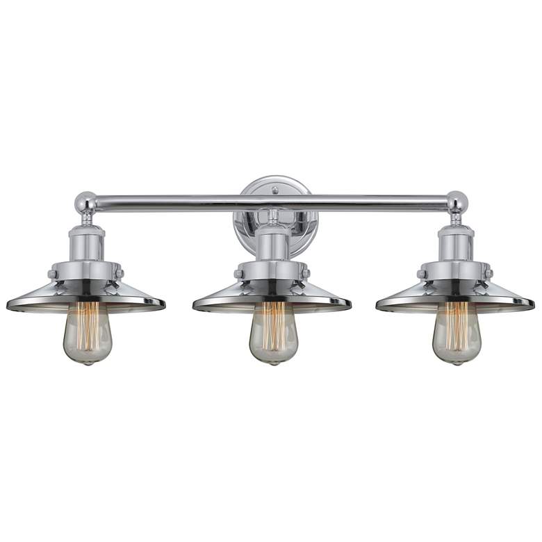 Image 1 Edison 26"W 3 Light Polished Chrome Bath Light With Polished Chrome Sh