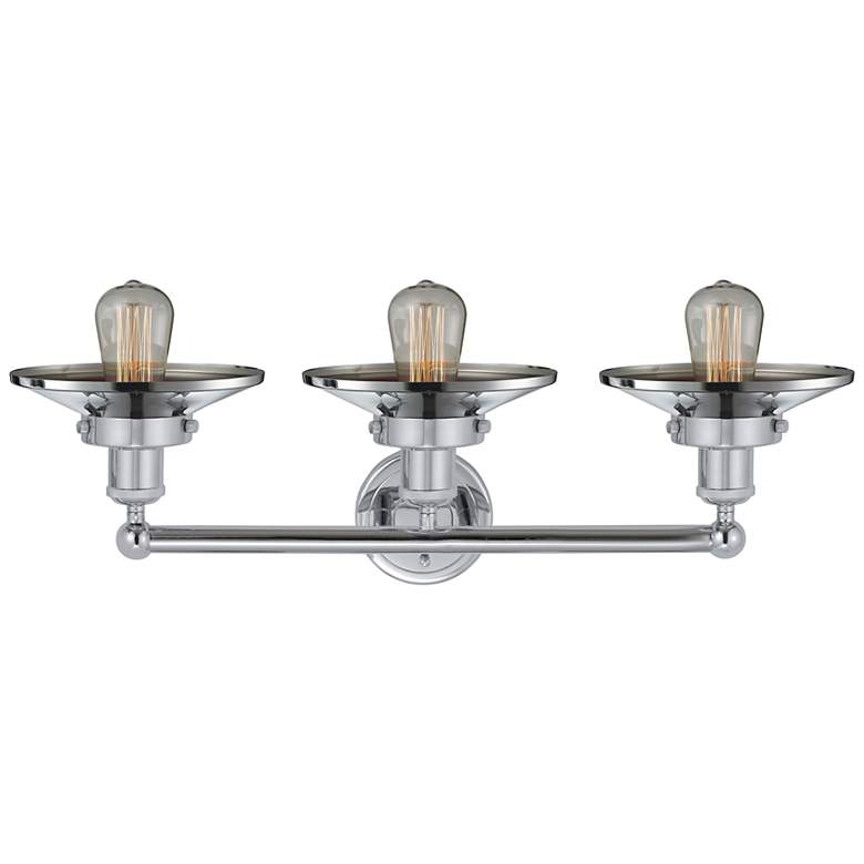 Image 2 Edison 26"W 3 Light Polished Chrome Bath Light With Polished Chrome Sh more views