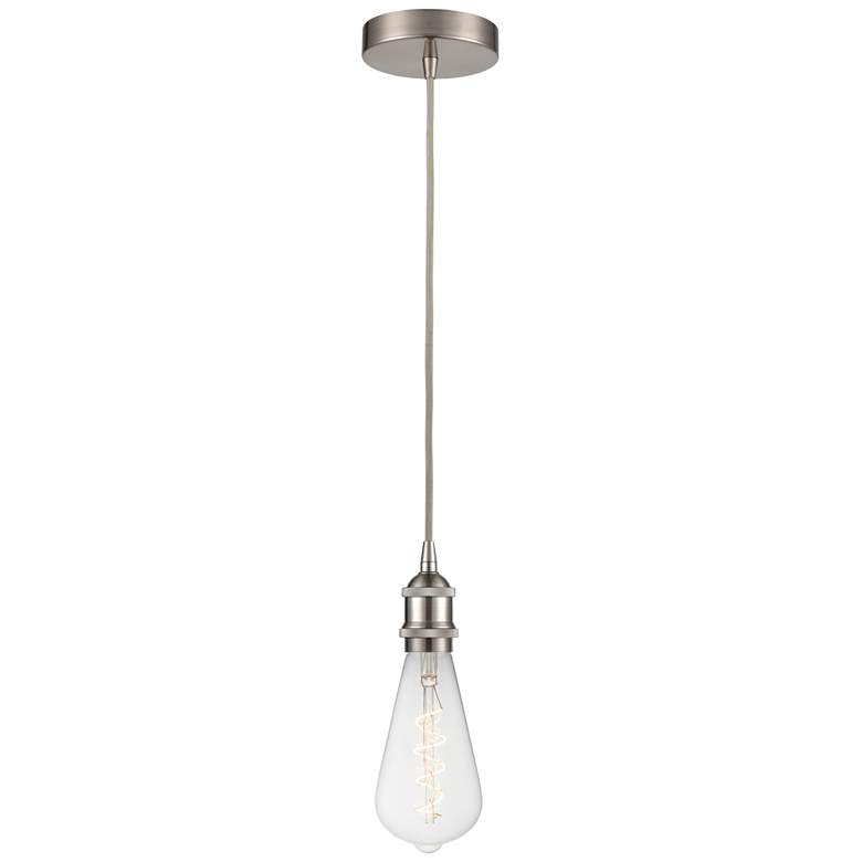 Image 1 Edison 3.75" Wide Brushed Satin Nickel Corded LED Mini Pendant
