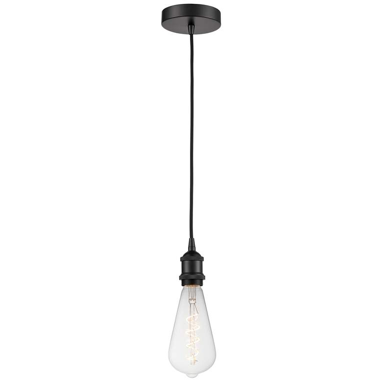 Image 1 Edison 3.75" Wide Matte Black Corded LED Mini Pendant