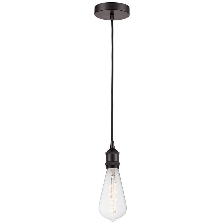 Image 1 Edison 3.75" Wide Oil Rubbed Bronze Corded LED Mini Pendant