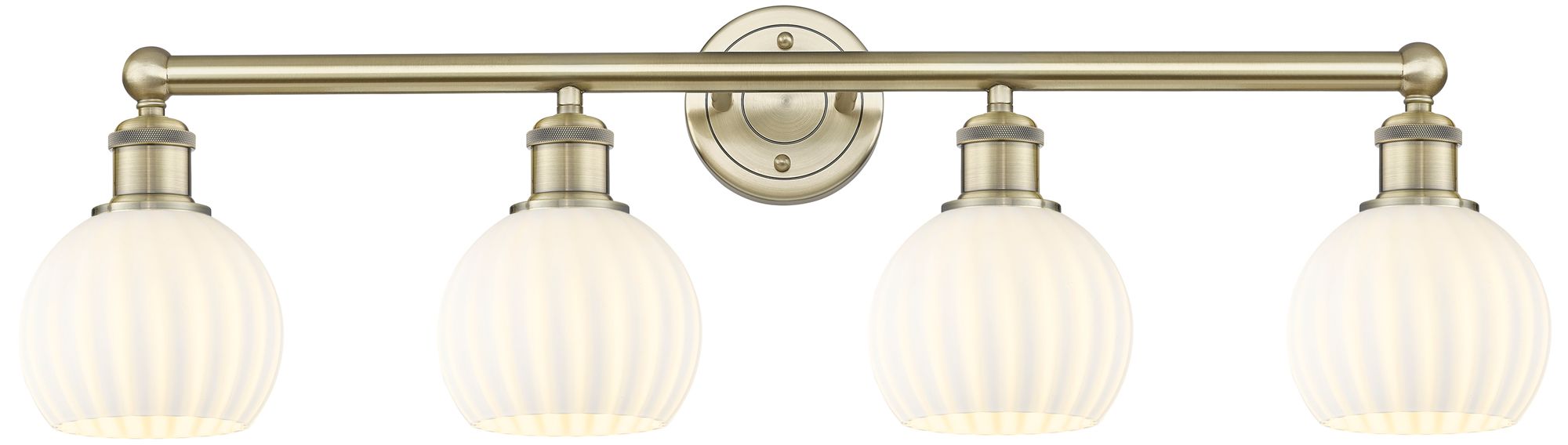 Edison 33" Wide 4 Light Antique Brass Bath Light With White Venetian S