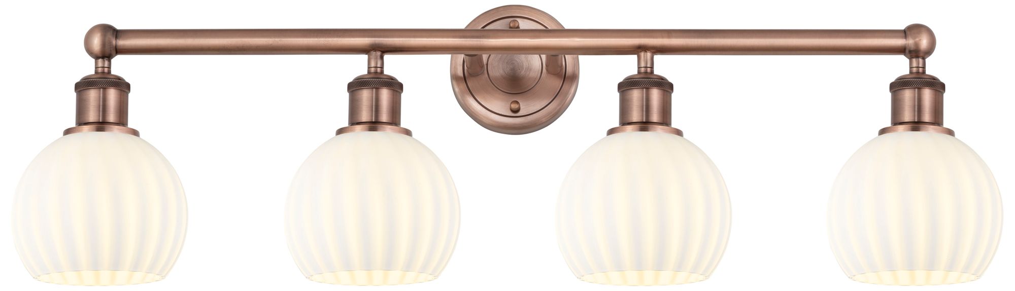 Edison 33" Wide 4 Light Antique Copper Bath Light With White Venetian