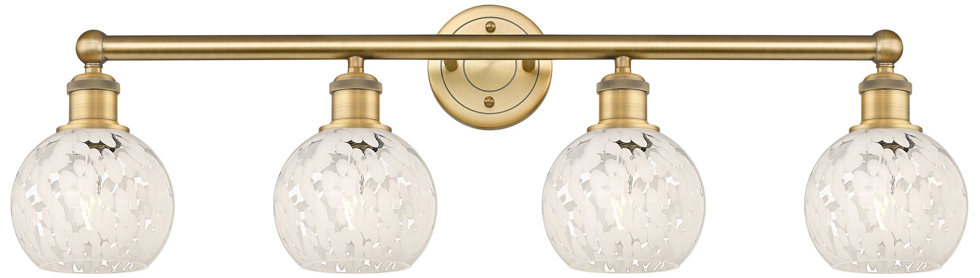 Edison 33" Wide 4 Light Brushed Brass Bath Light With White Mouchette