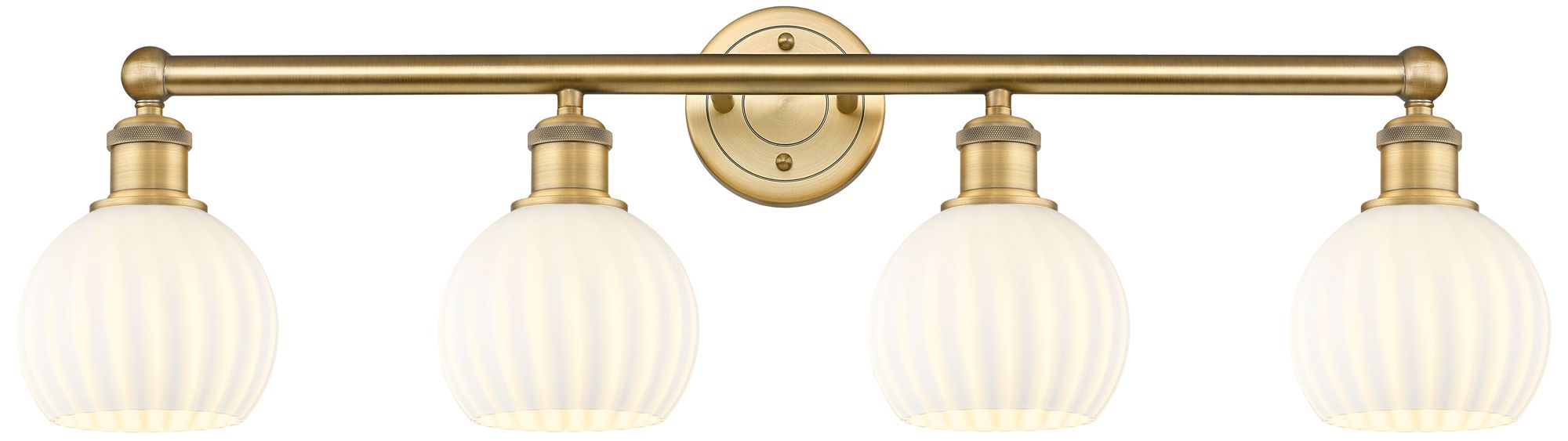 Edison 33" Wide 4 Light Brushed Brass Bath Light With White Venetian S