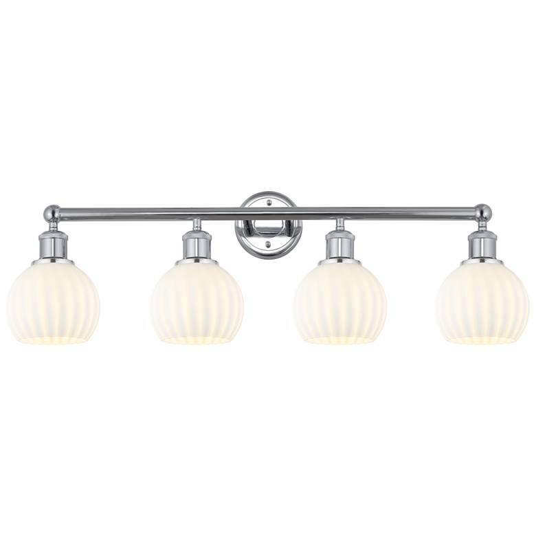Image 1 Edison 33" Wide 4 Light Polished Chrome Bath Light w/ White Venetian S