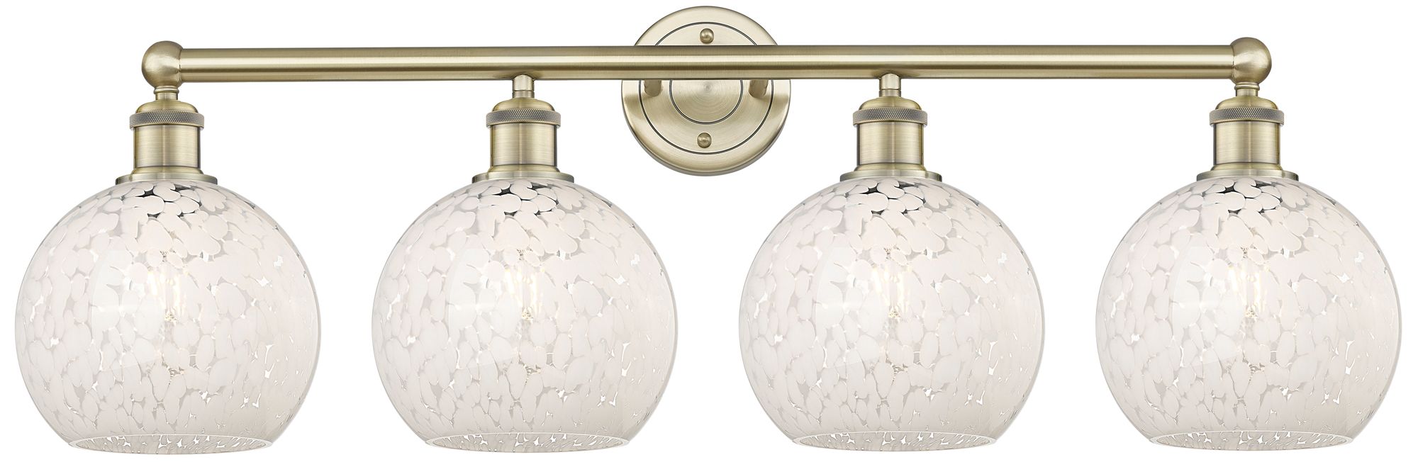 Edison 35" Wide 4 Light Antique Brass Bath Light With White Mouchette