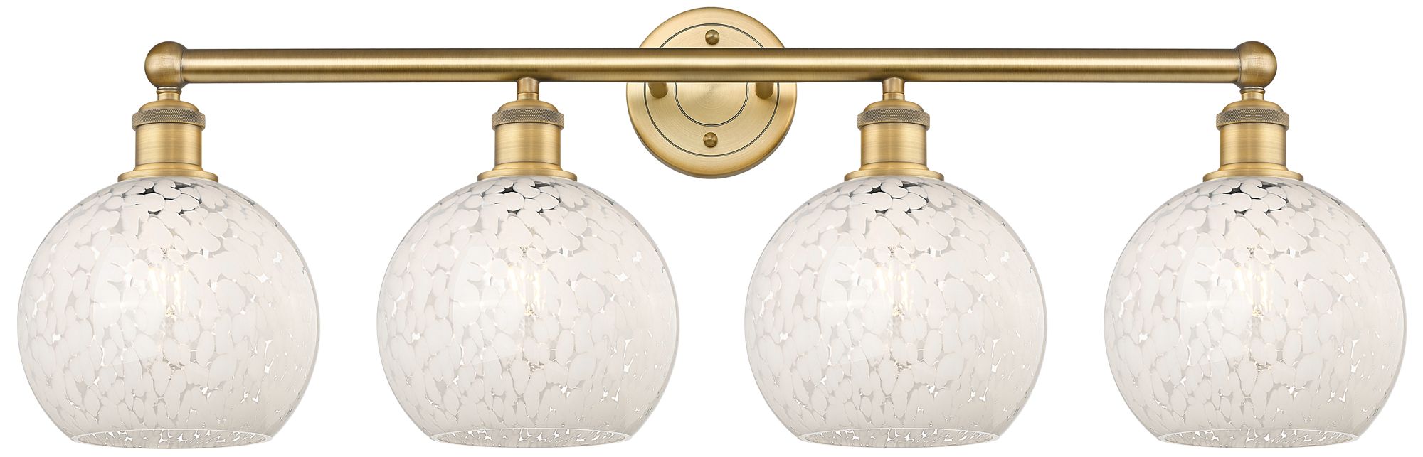 Edison 35" Wide 4 Light Brushed Brass Bath Light With White Mouchette