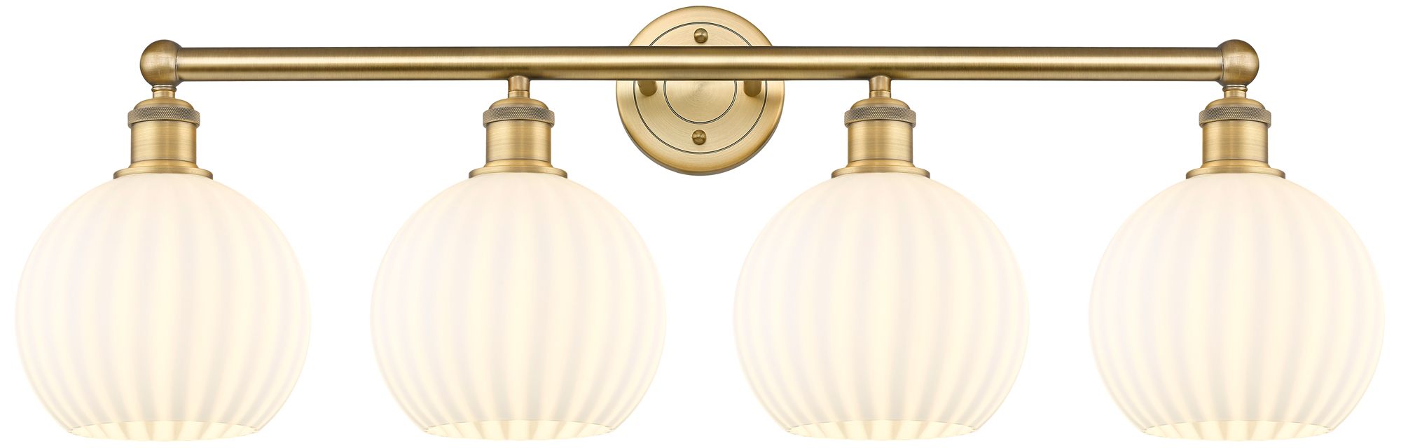 Edison 35" Wide 4 Light Brushed Brass Bath Light With White Venetian S