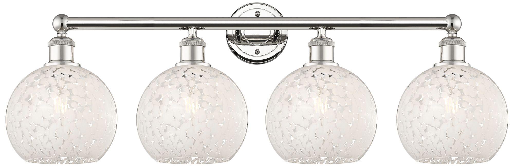 Edison 35" Wide 4 Light Polished Nickel Bath Light w/ White Mouchette