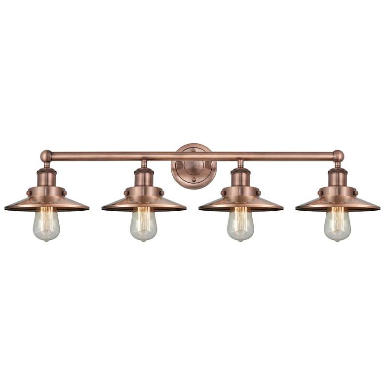 Image 1 Edison 35"W 4 Light Antique Copper Bath Light With Antique Copper Shad