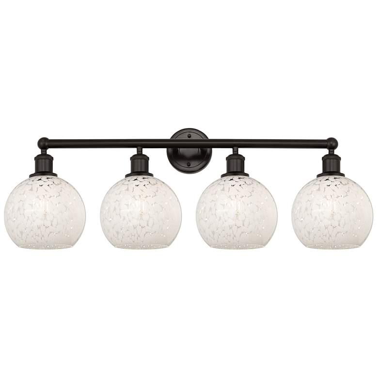Image 1 Edison 35"W 4 Light Oil Rubbed Bronze Bath Light w/ White Mouchette Sh