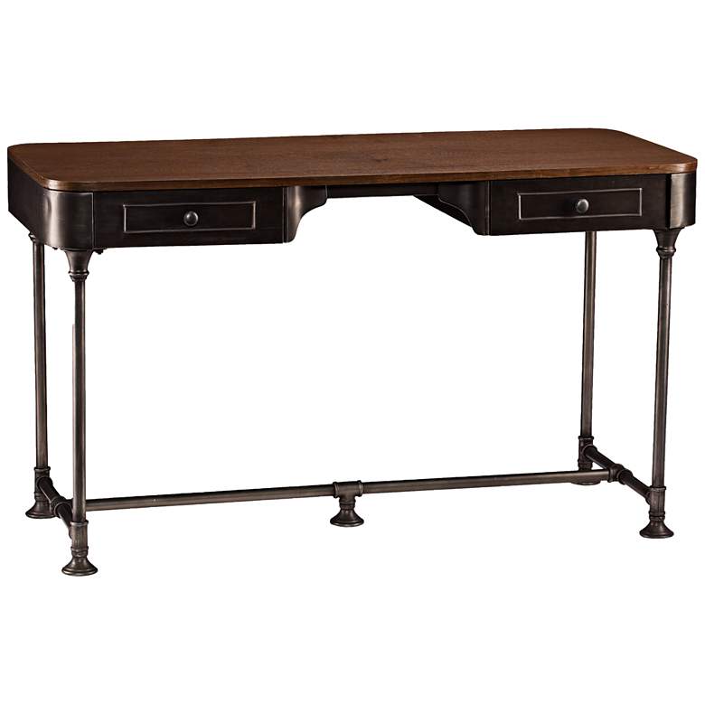 Image 2 Edison 50 1/4" Wide Dark Tobacco 2-Drawer Writing Desk