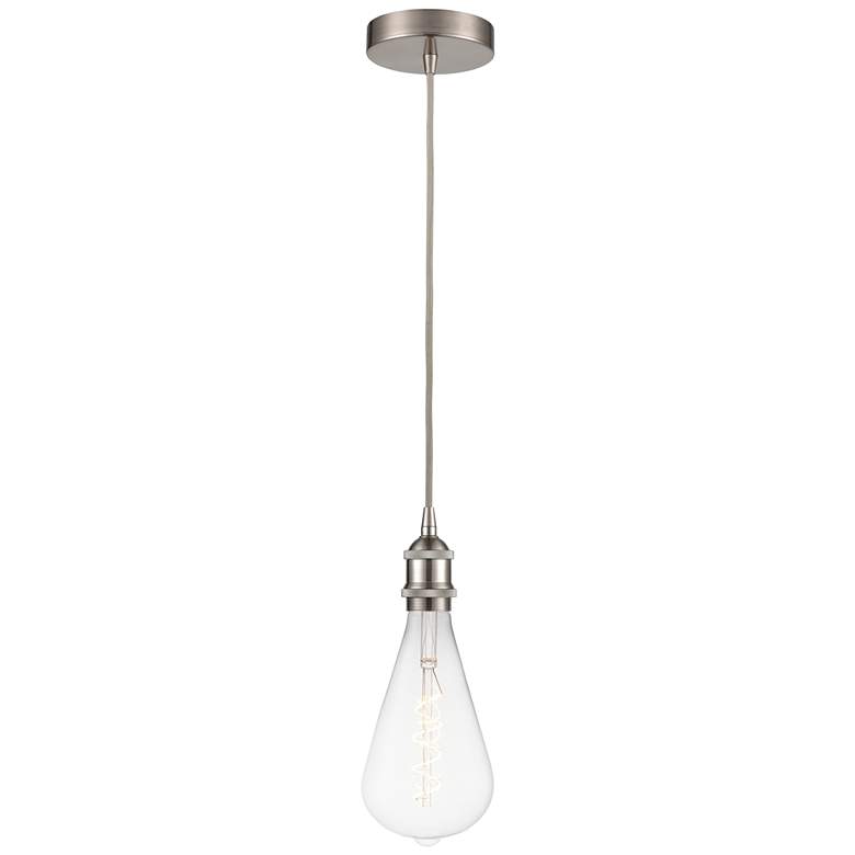 Image 1 Edison 6.25" Wide Brushed Satin Nickel Corded LED Mini Pendant