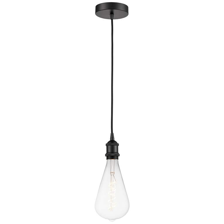 Image 1 Edison 6.25" Wide Matte Black Corded LED Mini Pendant