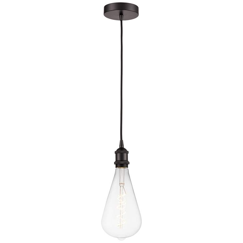 Image 1 Edison 6.25" Wide Oil Rubbed Bronze Corded LED Mini Pendant