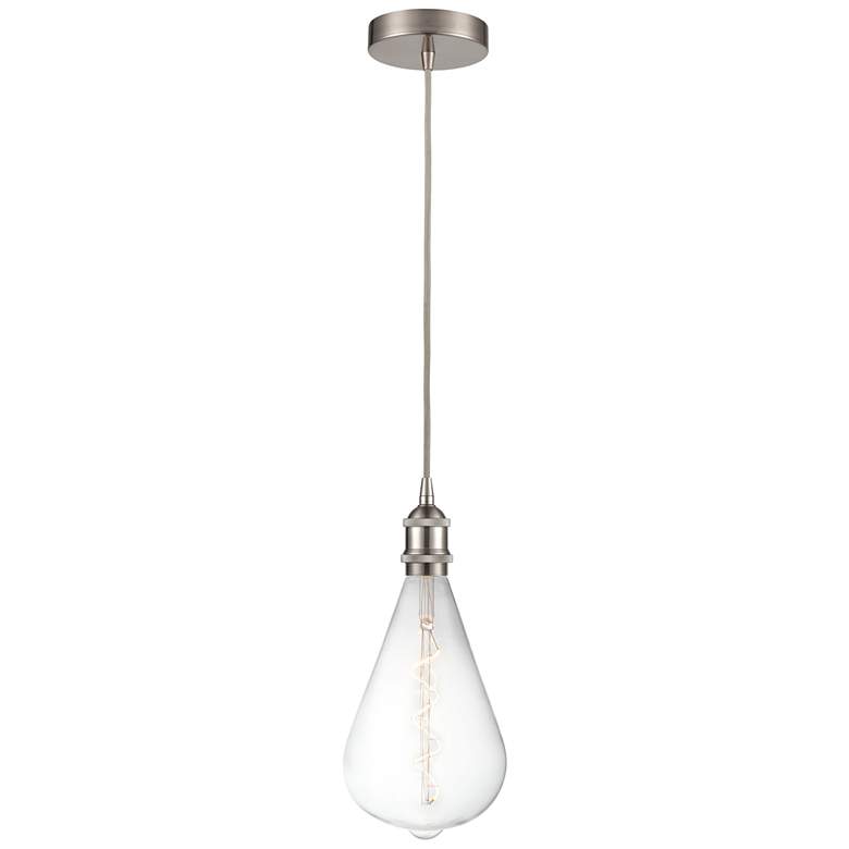 Image 1 Edison 6.5" Wide Brushed Satin Nickel Corded LED Mini Pendant