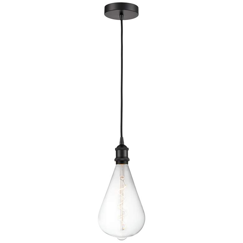 Image 1 Edison 6.5" Wide Matte Black Corded LED Mini Pendant